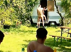 Awesome well-pleased sex alfresco partying