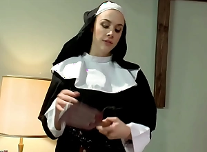 Busty nun paddles ass to ebon