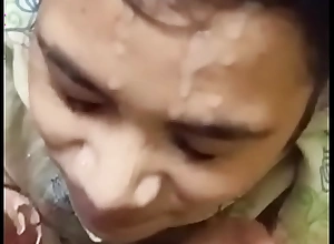 Desi girl ayesha facial will not hear of face with bf cum
