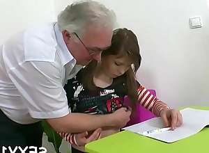 Rattled aged teacher gives young babe a powerful indoctrinate