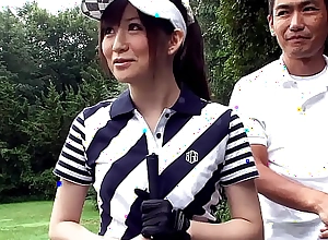 Teacher and rotation Guys talk Japanese Teen take Blowbang at Golf Lesson