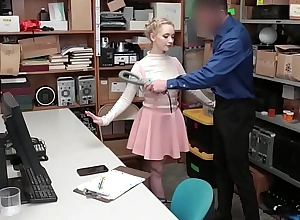 Sexy shoplifter fucked by well-oiled office-holder