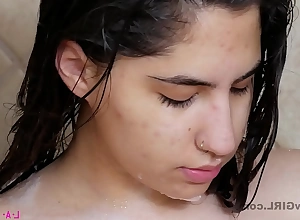 Beatiful latina with perfect body upon 4k foamy shower