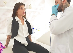 I ask the coy doctor to check me out and soft-soap him to fuck me hard in his rendezvous