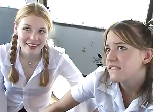 In The Schoolbus-2 cute blow and fuck . HD