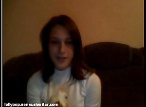 Russian legal age teenager sucks banana not susceptible webcam, softcore