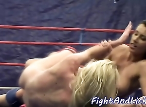 Lesbian minority wrestling increased by pussylicking